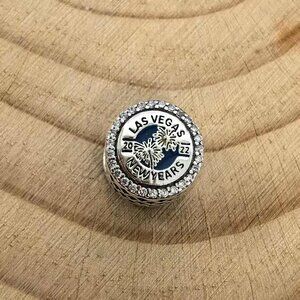 Pandora Las Vegas Bead Charm  2022 New Years Cham, S925 Silver Jewelry